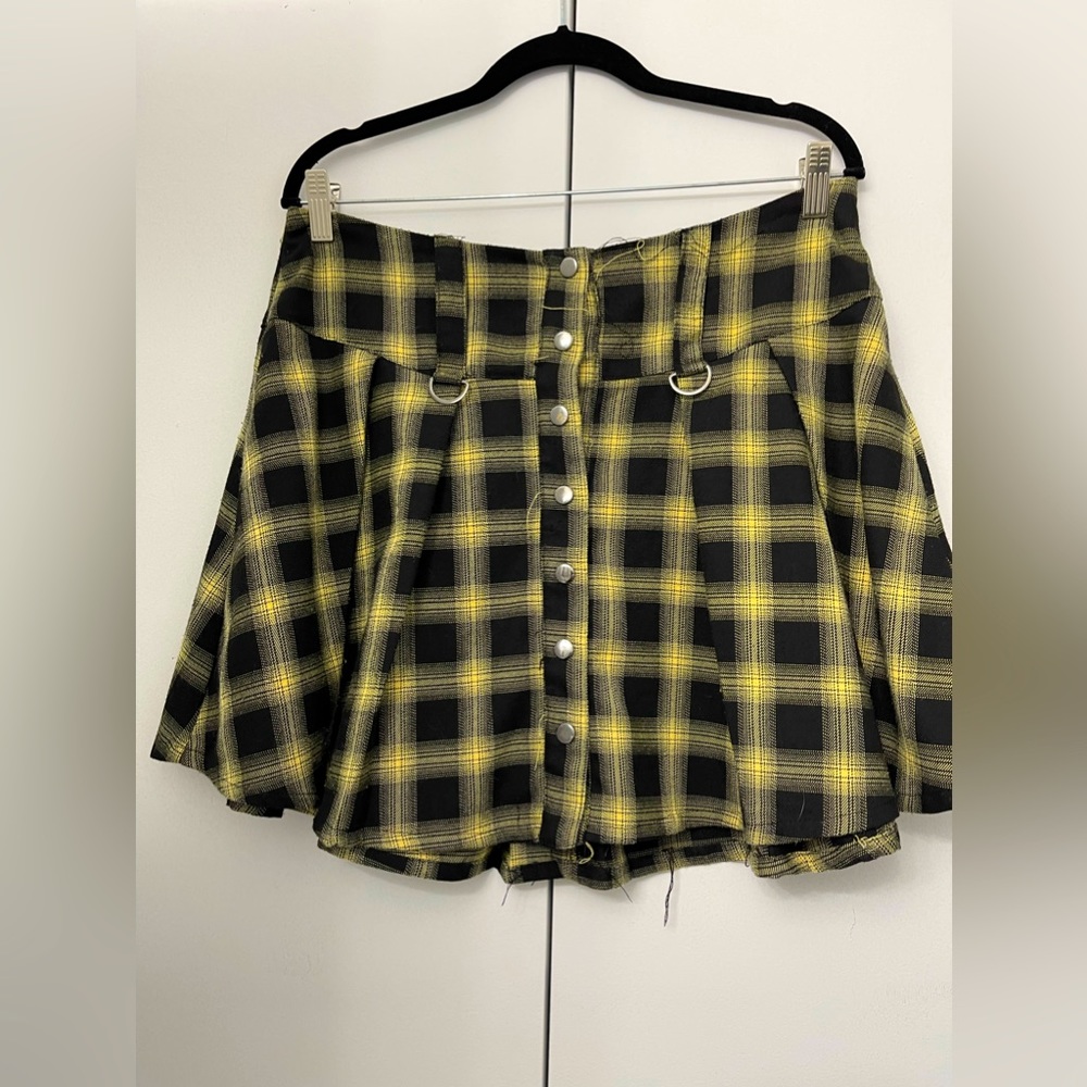 Hot Topic black and yellow grunge skater skirt SZ XL